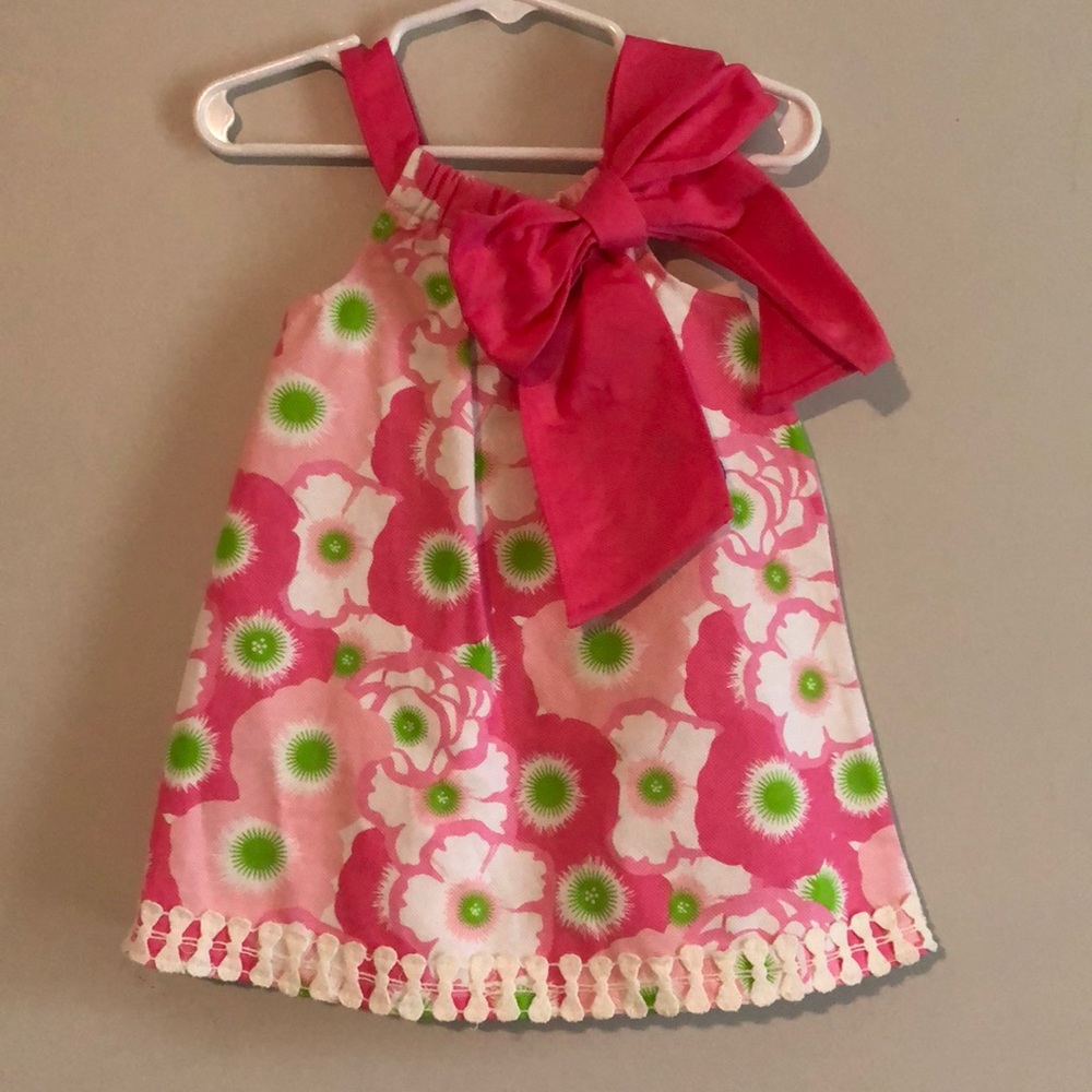 {Mud Pie} Floral Dress w/ Pink Bow, Size 12-18 mo